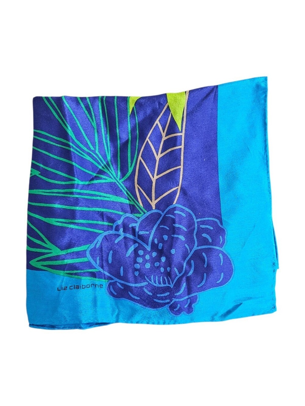 Vintage Liz Claiborne Tropical Silk Scarf 30" Square